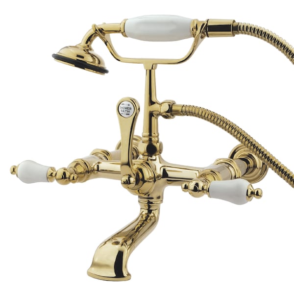 Wall-Mount Clawfoot Tub Faucet, Polished Brass, Tub Wall Mount