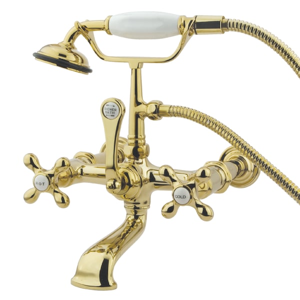 Wall-Mount Clawfoot Tub Faucet, Polished Brass, Tub Wall Mount
