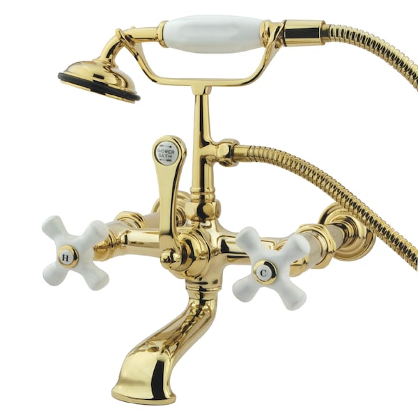 Wall-Mount Clawfoot Tub Faucet, Polished Brass, Tub Wall Mount