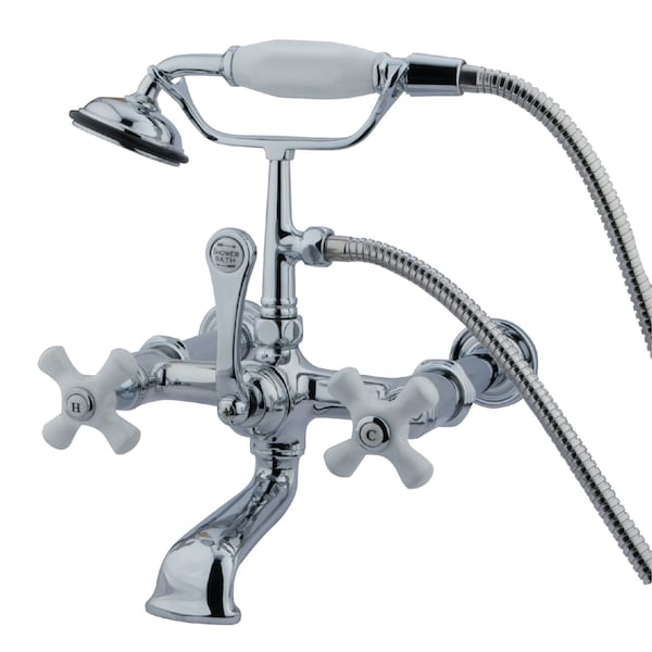 Wall-Mount Clawfoot Tub Faucet, Polished Chrome, Tub Wall Mount