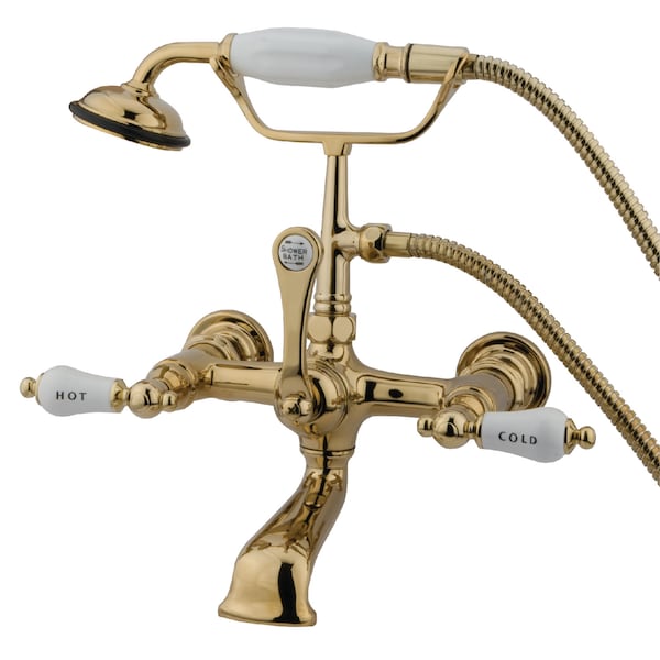 Wall-Mount Clawfoot Tub Faucet, Polished Brass, Tub Wall Mount
