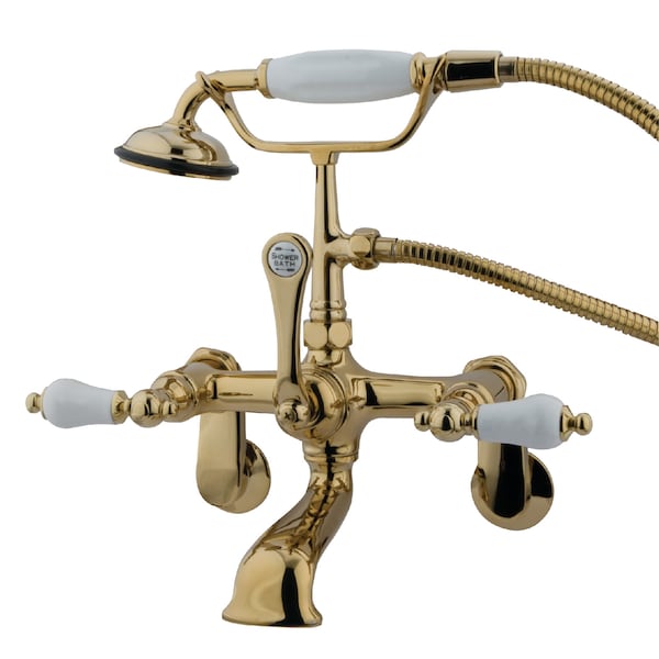 Wall-Mount Clawfoot Tub Faucet, Standard, 3-3/8" to 11", 2, Tub Wall Mount, Polished Brass