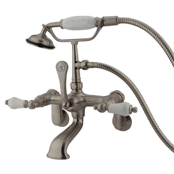 Wall-Mount Clawfoot Tub Faucet, Standard, 3-3/8" to 11", 2, Tub Wall Mount, Brushed Nickel