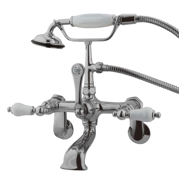 Wall-Mount Clawfoot Tub Faucet, Standard, 3-3/8" to 11", 2, Tub Wall Mount, Polished Chrome
