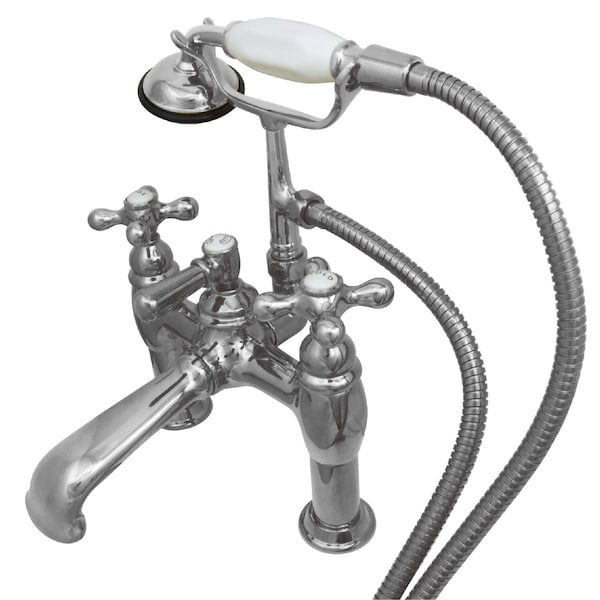Deck-Mount Clawfoot Tub Faucet, Polished Chrome, Deck Mount