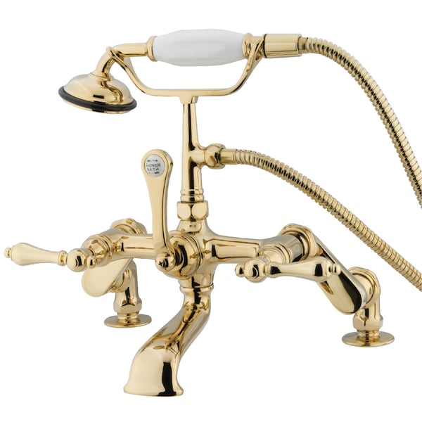 Deck-Mount Clawfoot Tub Faucet, Standard, 3" to 12", 2, Deck Mount, Polished Brass