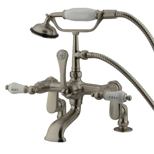 Deck-Mount Clawfoot Tub Faucet, Standard, 3" to 12", 2, Deck Mount, Brushed Nickel