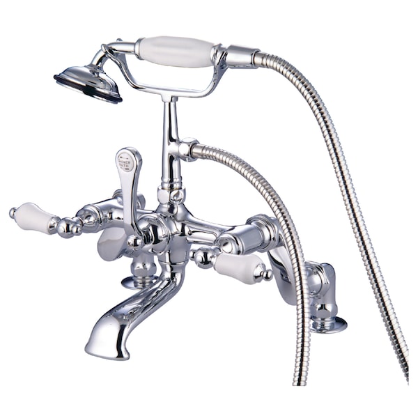 Deck-Mount Clawfoot Tub Faucet, Standard, 3" to 12", 2, Deck Mount, Polished Chrome