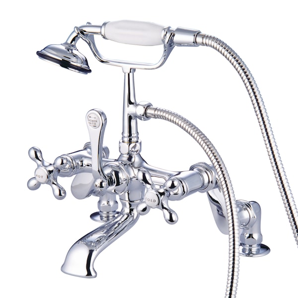 Deck-Mount Clawfoot Tub Faucet, Standard, 3" to 12", 2, Deck Mount, Polished Chrome