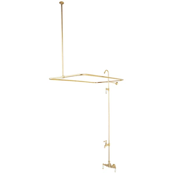 Wall-Mount Clawfoot Tub Faucet, Standard, 3-3/8", 2, Tub Wall Mount, Polished Brass