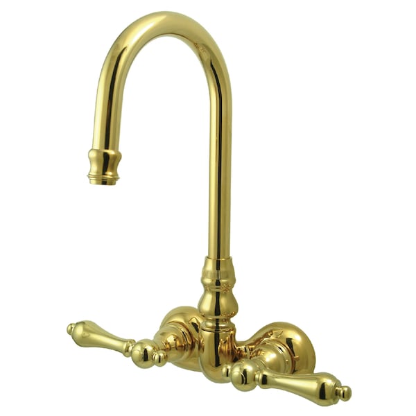 Wall-Mount Clawfoot Tub Faucet, Polished Brass, Tub Wall Mount