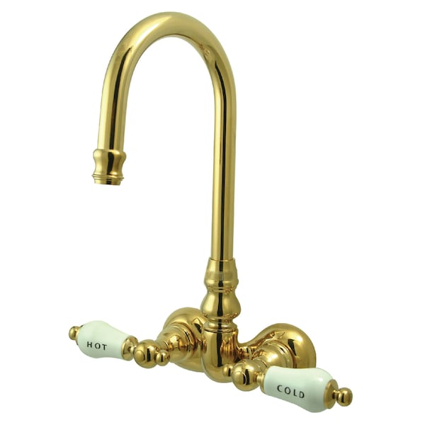 Wall-Mount Clawfoot Tub Faucet, Polished Brass, Tub Wall Mount