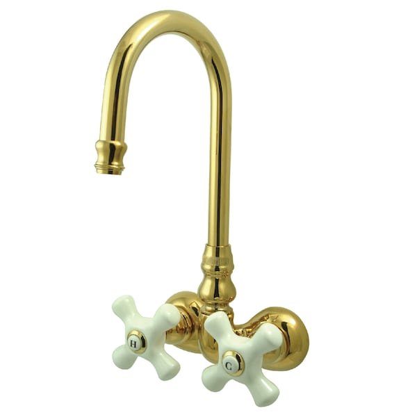 Wall-Mount Clawfoot Tub Faucet, Polished Brass, Tub Wall Mount