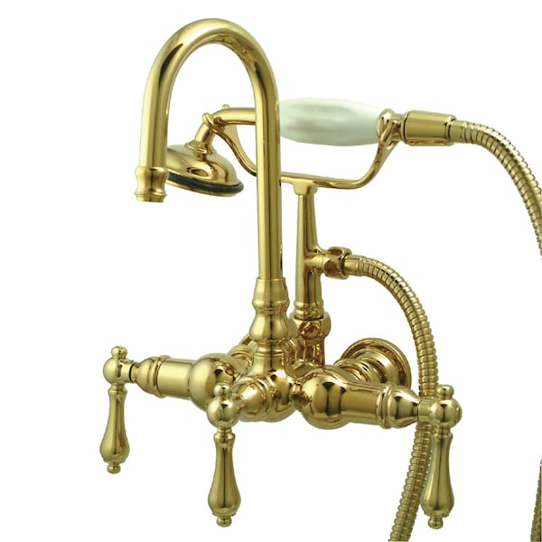 Wall-Mount Clawfoot Tub Faucet, Polished Brass, Tub Wall Mount