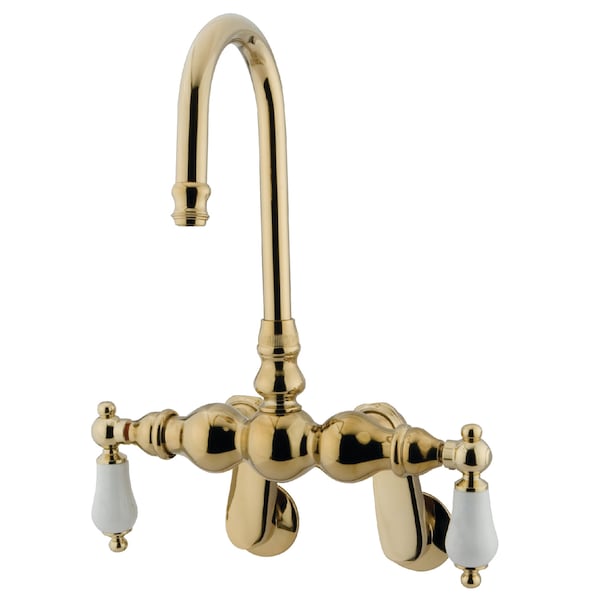Wall-Mount Clawfoot Tub Faucet, Standard, 3-3/8" to 9", 2, Tub Wall Mount, Polished Brass