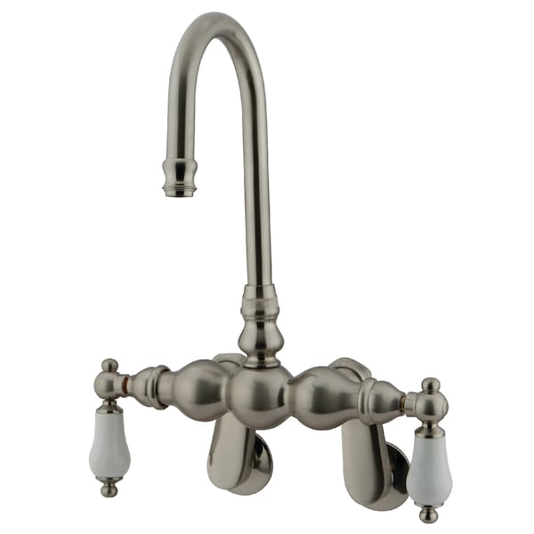 Wall-Mount Clawfoot Tub Faucet, Standard, 3-3/8" to 9", 2, Tub Wall Mount, Brushed Nickel