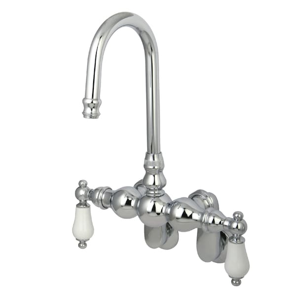 Wall-Mount Clawfoot Tub Faucet, Standard, 3-3/8" to 9", 2, Tub Wall Mount, Polished Chrome