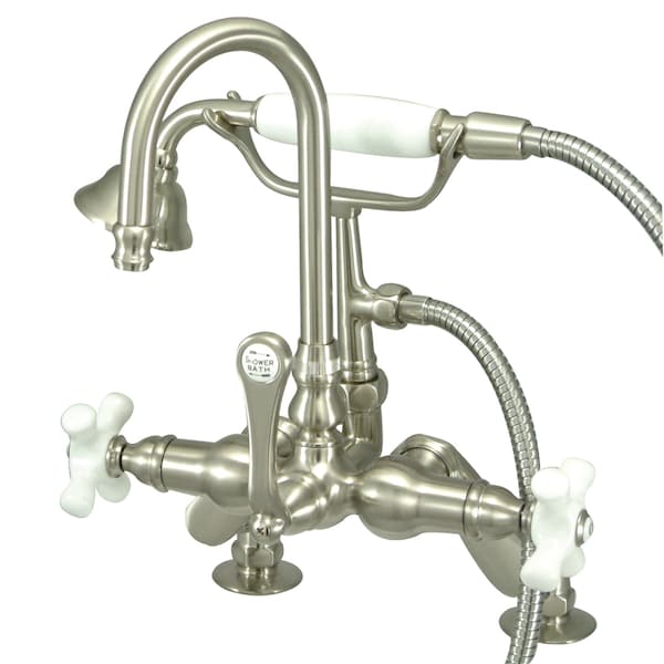 Deck-Mount Clawfoot Tub Faucet, Standard, 7", 2, Deck Mount, Brushed Nickel