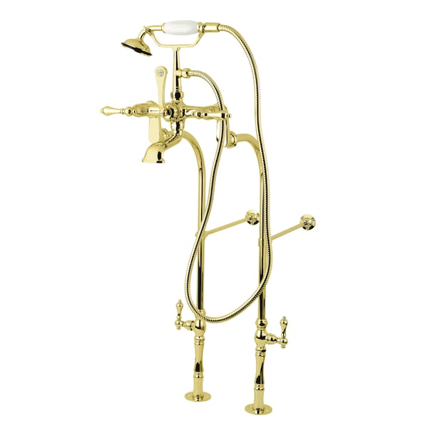 Clawfoot Tub Faucet Packages, Standard, 7", 2, Freestanding, Polished Brass