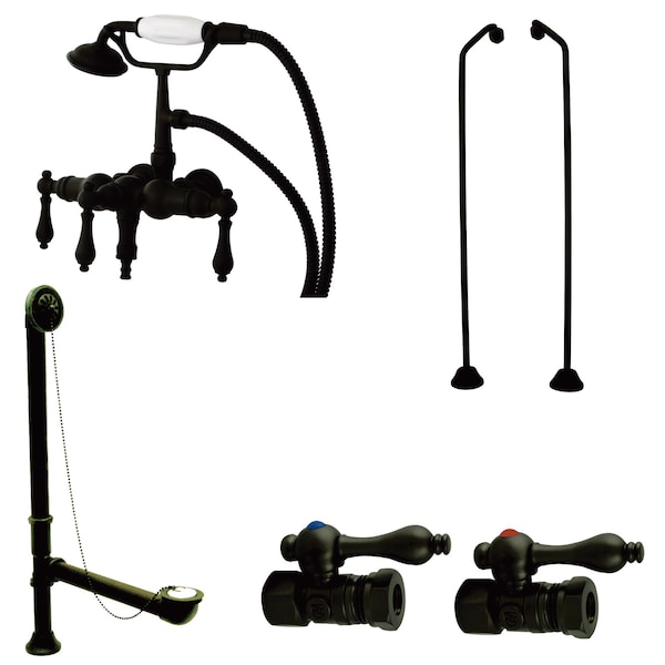 Clawfoot Tub Faucet Packages, Standard, 3-3/8", 2, Tub Wall Mount, Oil Rubbed Bronze