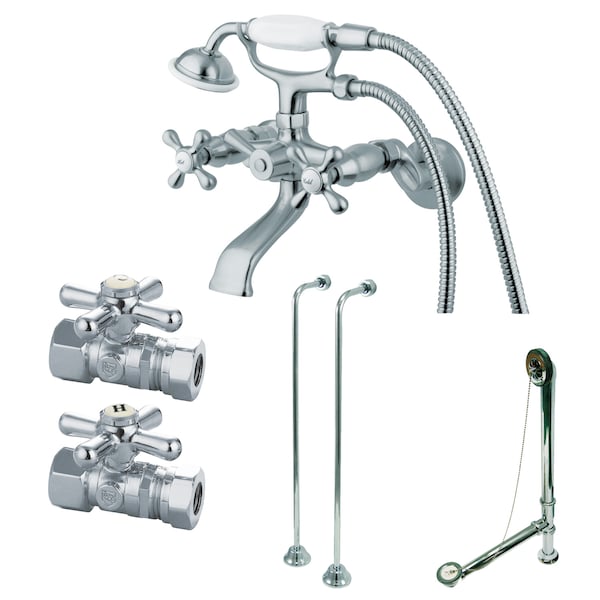 Clawfoot Tub Faucet Packages, Polished Chrome, Tub Wall Mount
