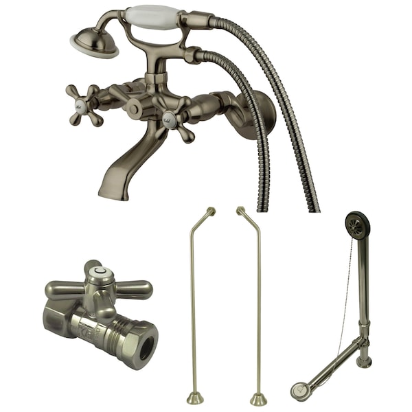 Clawfoot Tub Faucet Packages, Brushed Nickel, Tub Wall Mount