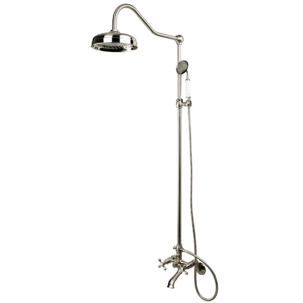 Clawfoot Tub Faucet Packages, Brushed Nickel, Wall Mount