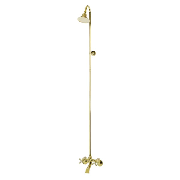 Wall-Mount Clawfoot Tub Faucet, Polished Brass, Wall Mount