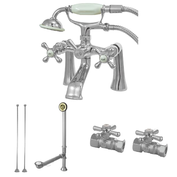 Clawfoot Tub Faucet Packages, Polished Chrome, Deck Mount