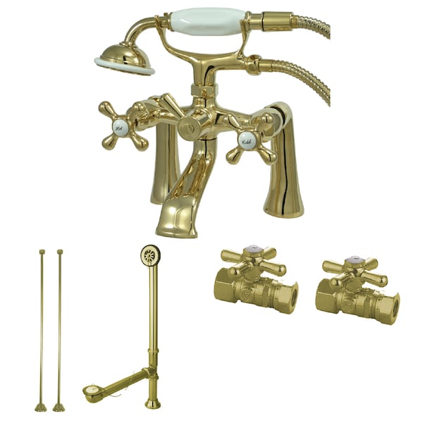 Clawfoot Tub Faucet Packages, Polished Brass, Deck Mount