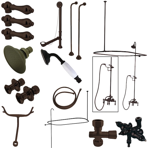 Clawfoot Tub Faucet Packages, Standard, 3-3/8", 2, Tub Wall Mount, Oil Rubbed Bronze