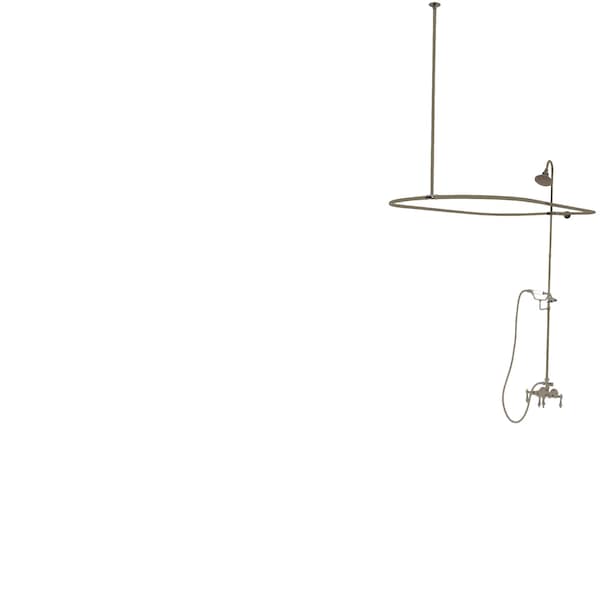 Clawfoot Tub Faucet Packages, Standard, 3-3/8", 2, Tub Wall Mount, Brushed Nickel
