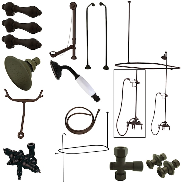 Clawfoot Tub Faucet Packages, Standard, 3-3/8", 2, Tub Wall Mount, Oil Rubbed Bronze