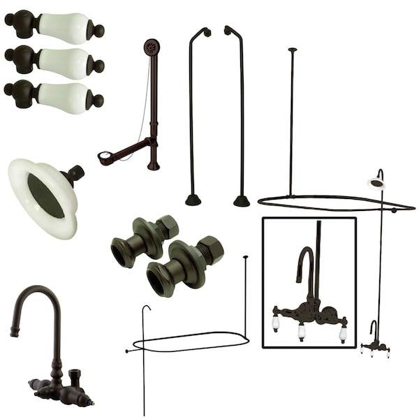 Clawfoot Tub Faucet Packages, Oil Rubbed Bronze, Tub Wall Mount