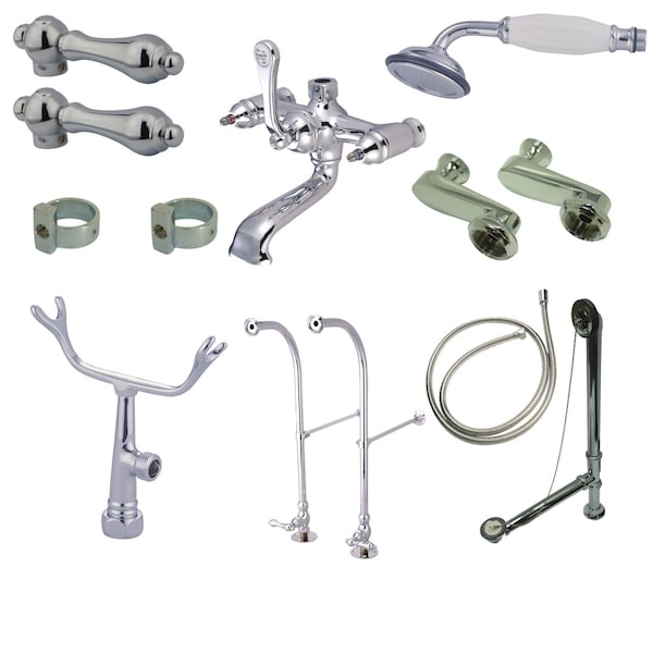 Clawfoot Tub Faucet Packages, Polished Chrome, Freestanding