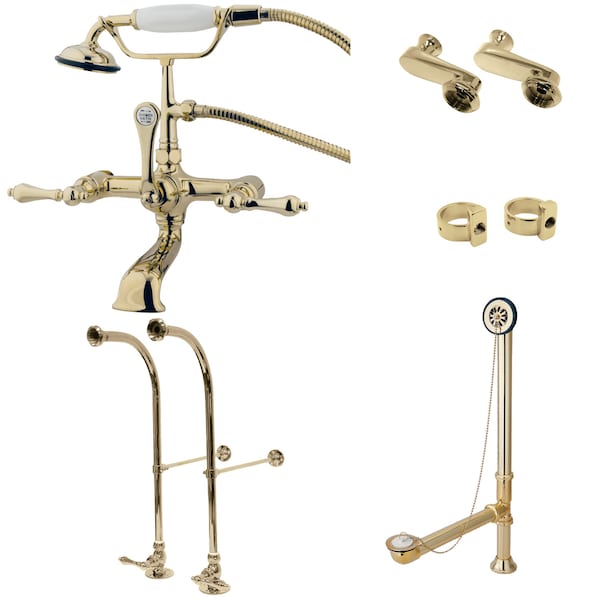 Clawfoot Tub Faucet Packages, Polished Brass, Freestanding