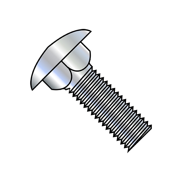 Carriage Bolt, Square Neck, Steel, Zinc Plated, 100 PK