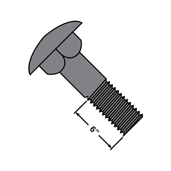 Carriage Bolt, Square Neck, Steel, Hot Dipped Galvanized, 100 PK