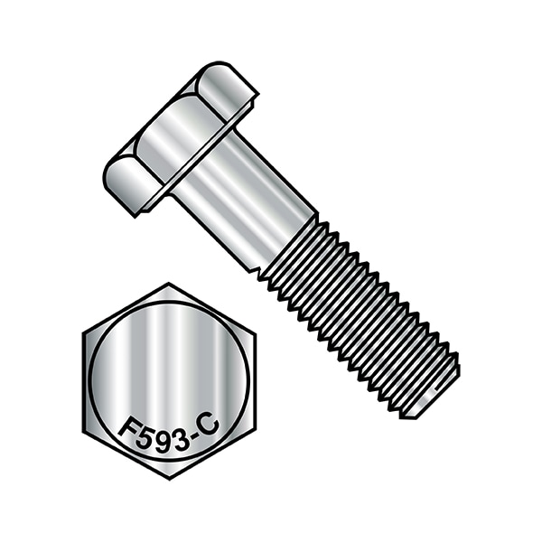 18-8, 1"-8 Hex Head Cap Screw, Plain Stainless Steel, 3-1/2 in L, 10 PK
