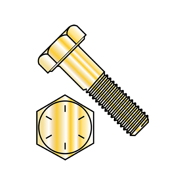 Grade 8, 9/16"-18 Hex Head Cap Screw, Zinc Yellow Steel, 3-3/4 in L, 125 PK