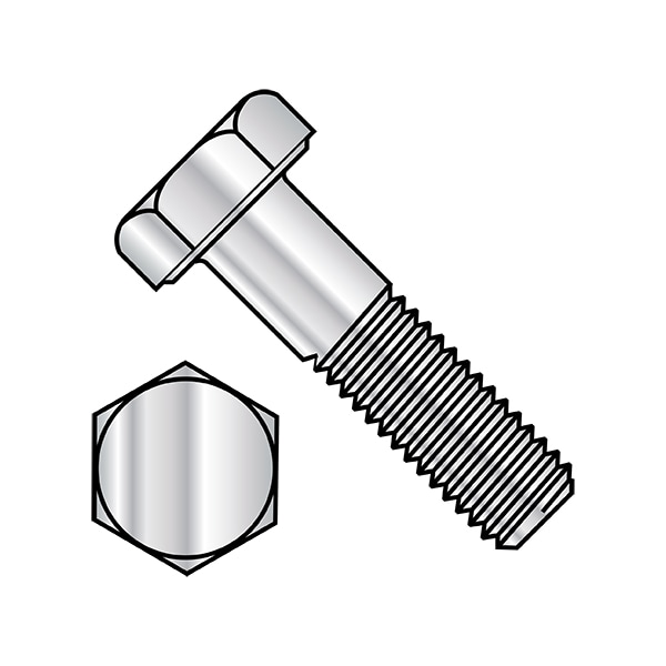 Not Graded, 3/8"-16 Hex Head Cap Screw, Plain Aluminum, 2 in L, 100 PK