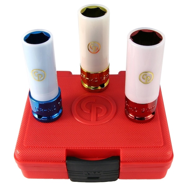 Metric Thin Wall Wheel/Nut Protector Impact Soc, 3 Piece 1/2" Drive
