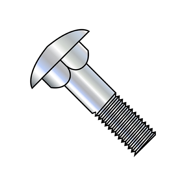 Carriage Bolt, Square Neck, 10 in L, Steel, Zinc Plated, 10 PK