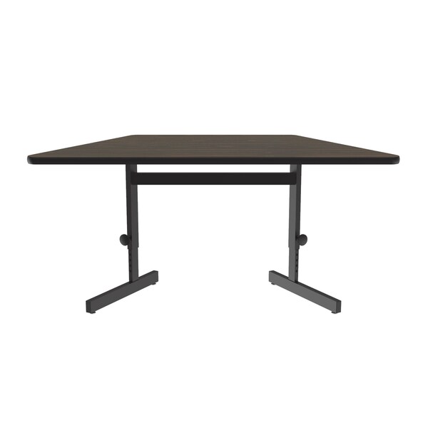 Trapezoidal Econoline Adjustable Height Computer Desk and Training Table, Walnut