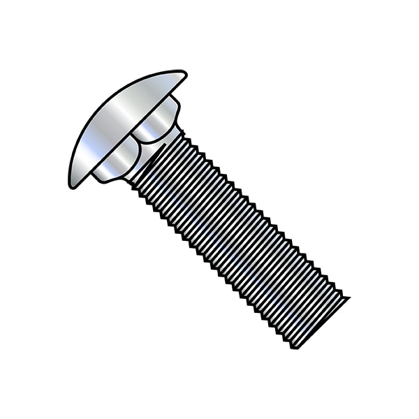 Carriage Bolt, Short Neck, 1 in L, Steel, Zinc Plated, 1000 PK