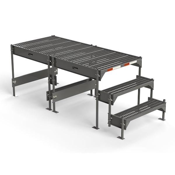 Custom Work Platform, 3 Steps, Modular, 35"W x 77"L Platform, Adjustable to 30"-33"H, Style 1