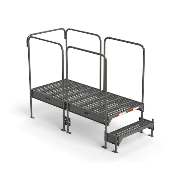 Custom Work Platform, 2 Steps, Modular, 35"W x 77"L Platform, Adjustable to 18"-21"H, Style 2