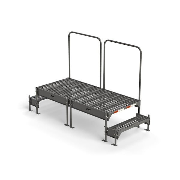 Custom Work Platform, 2 Steps, Modular, 35"W x 77"L Platform, Adjustable to 18"-21"H, Style 3