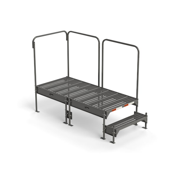 Custom Work Platform, 2 Steps, Modular, 35"W x 77"L Platform, Adjustable to 18"-21"H, Style 4