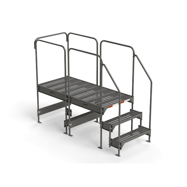 Custom Work Platform, 3 Steps, Modular, 35"W x 77"L Platform, Adjustable to 30"-33"H, Style 5